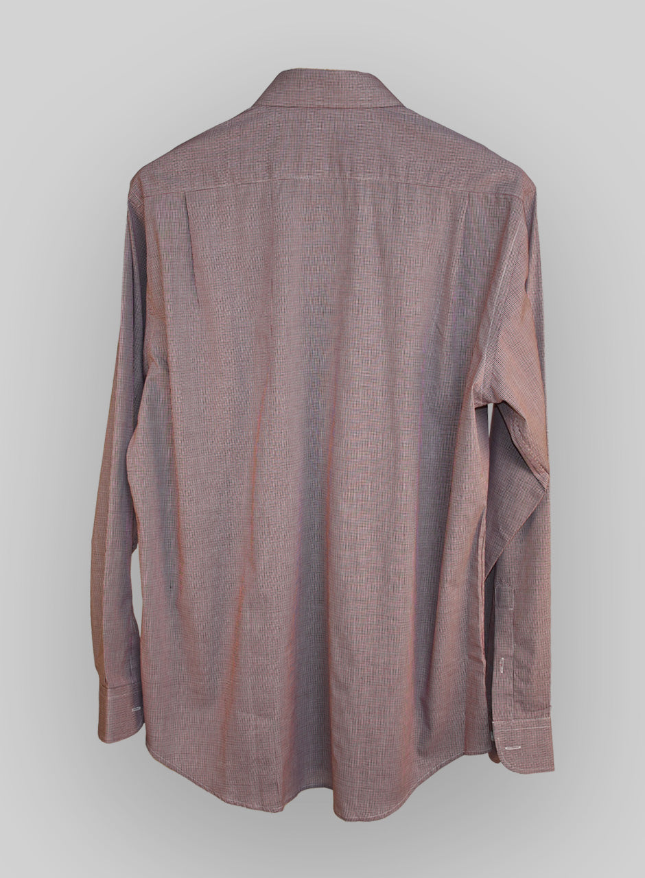 Men's Multi-Color Pin Check Formal Shirt: Vibrant Style on a Pink Base