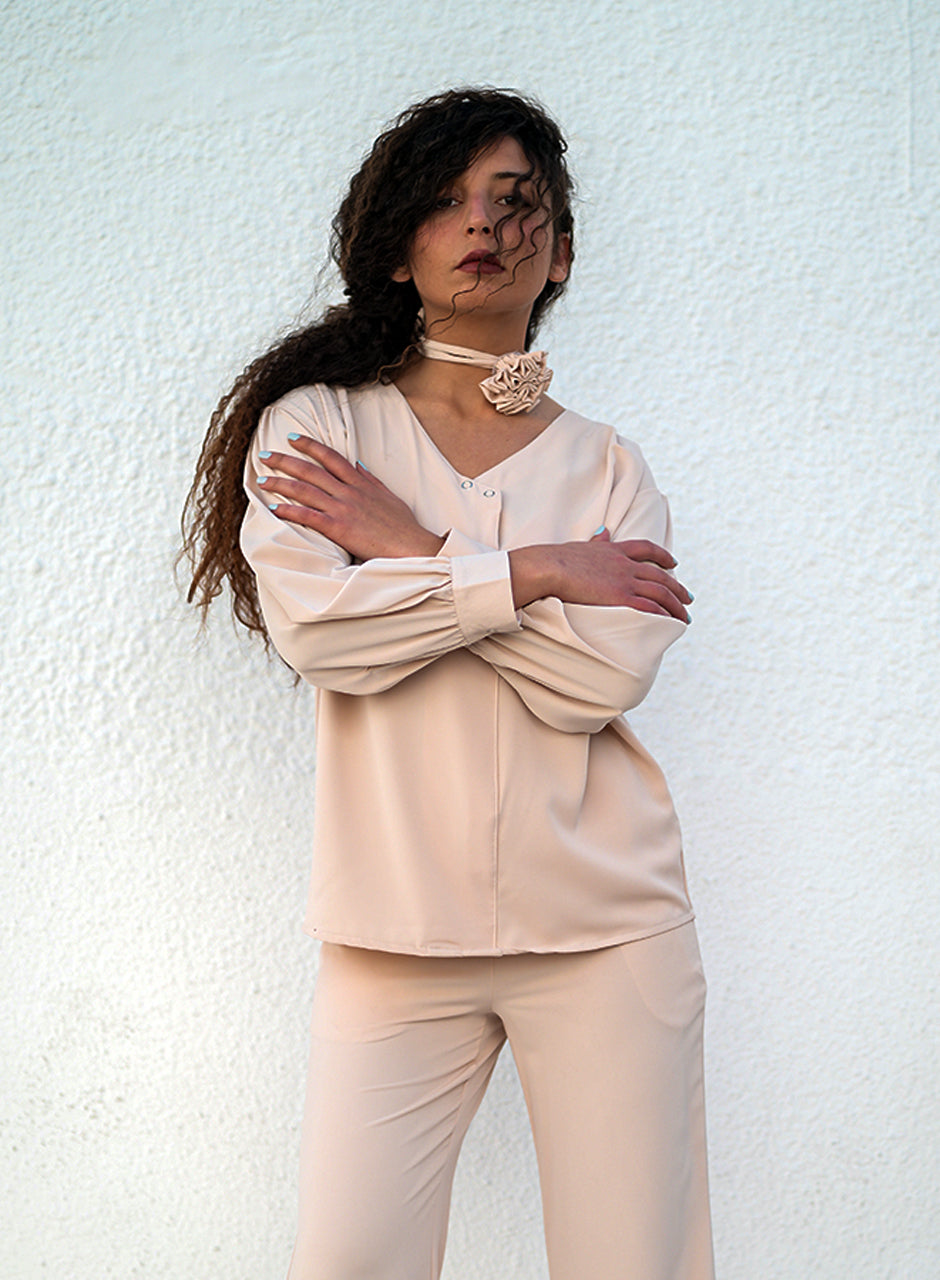 Vanilla Dream - Off-white V-Neck co-ord