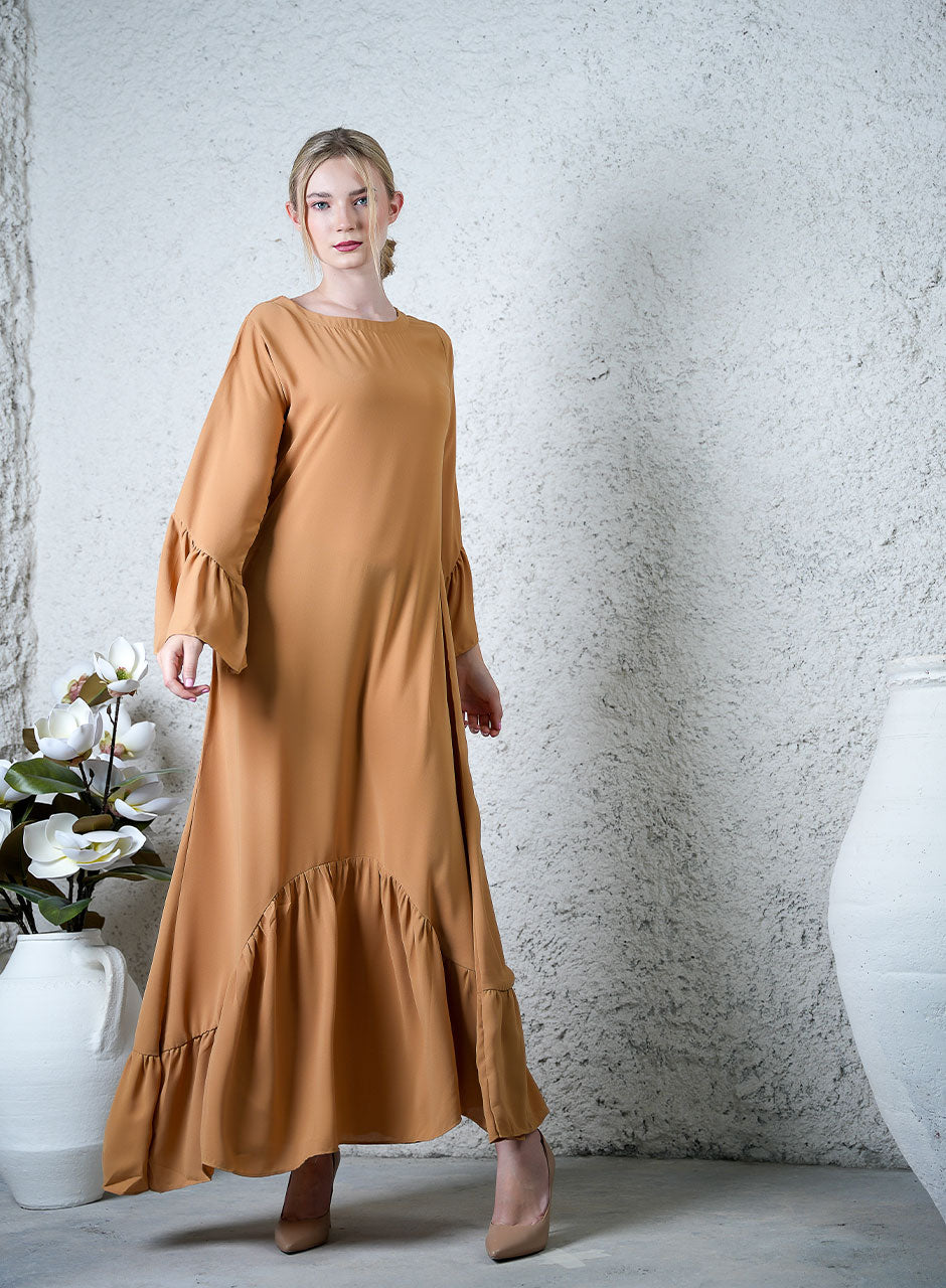 Timeless Light Brown Elegant Maxi Dress