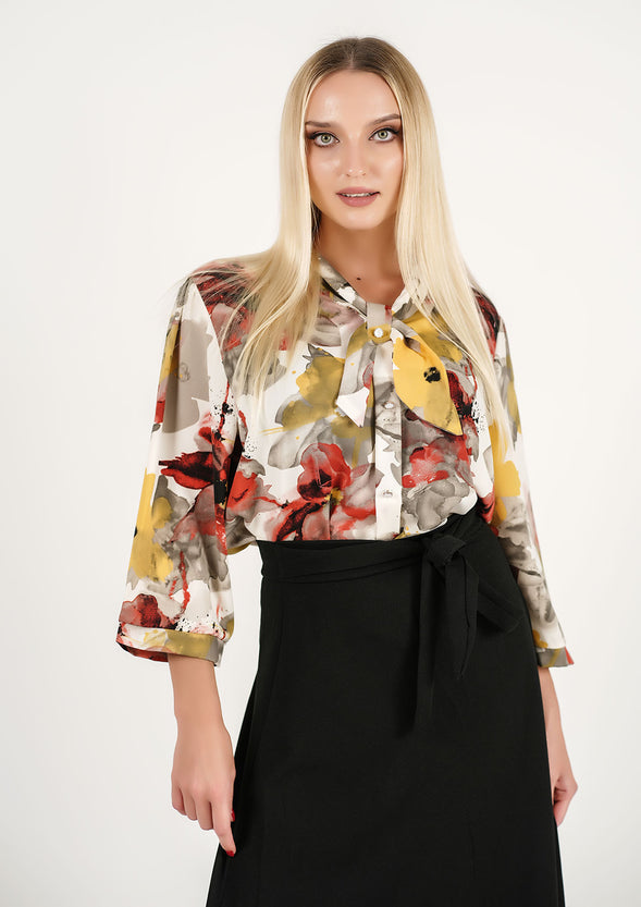 Harvest Bloom Ensemble: Watercolor Floral Top + Classic Twist: The Midnight Wrap Skirt