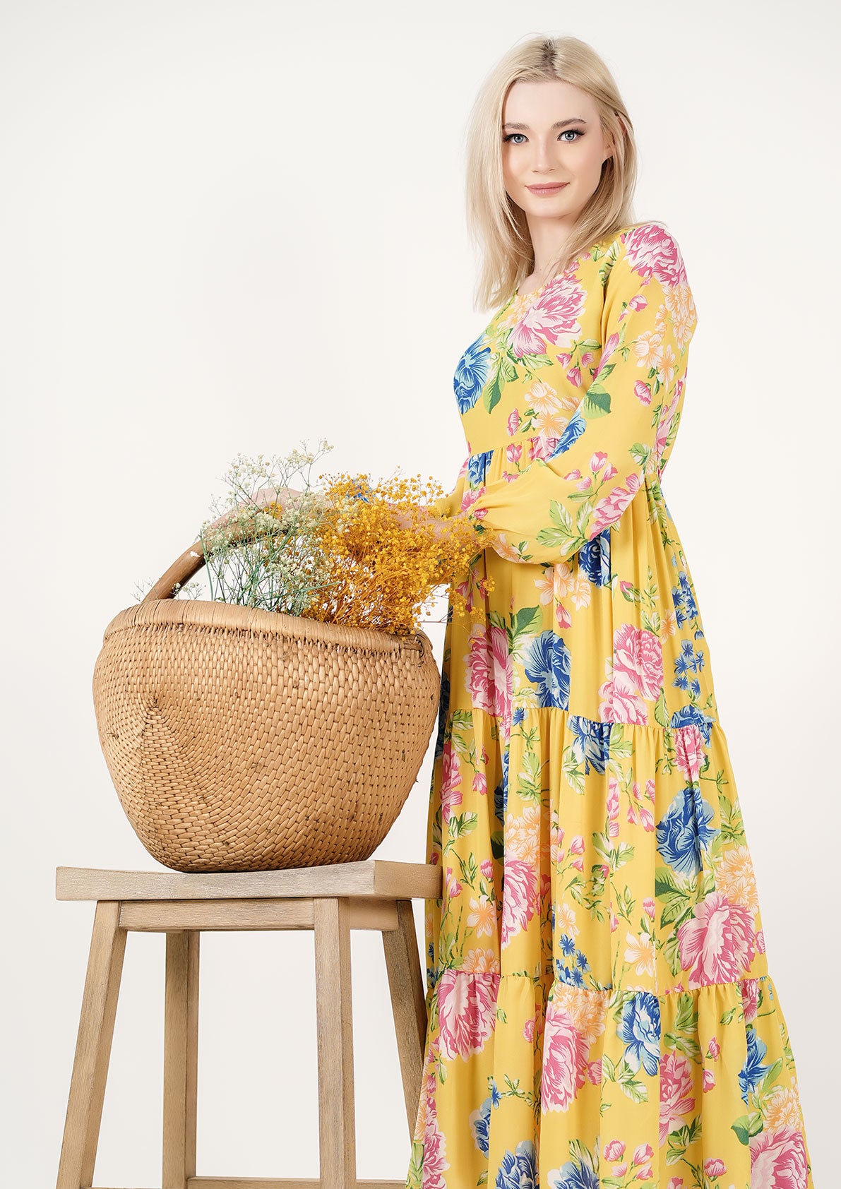 Sunshine Serenade Chiffon Maxi Dress