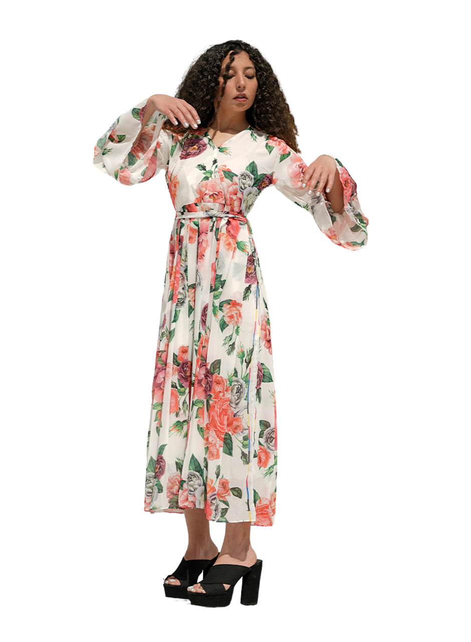 Ivory Blossom Long Maxi Dress