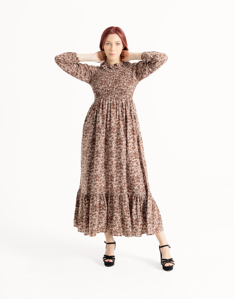 Leopard Print Tiered Frill Maxi
