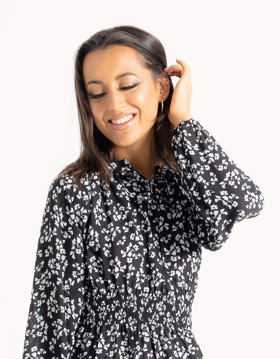 Black Maxi with White Floral Print