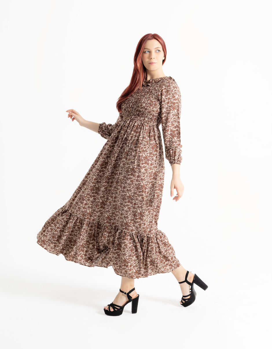 Leopard Print Tiered Frill Maxi
