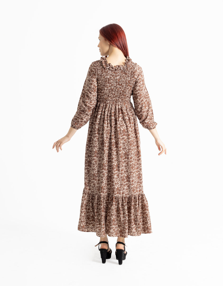 Leopard Print Tiered Frill Maxi