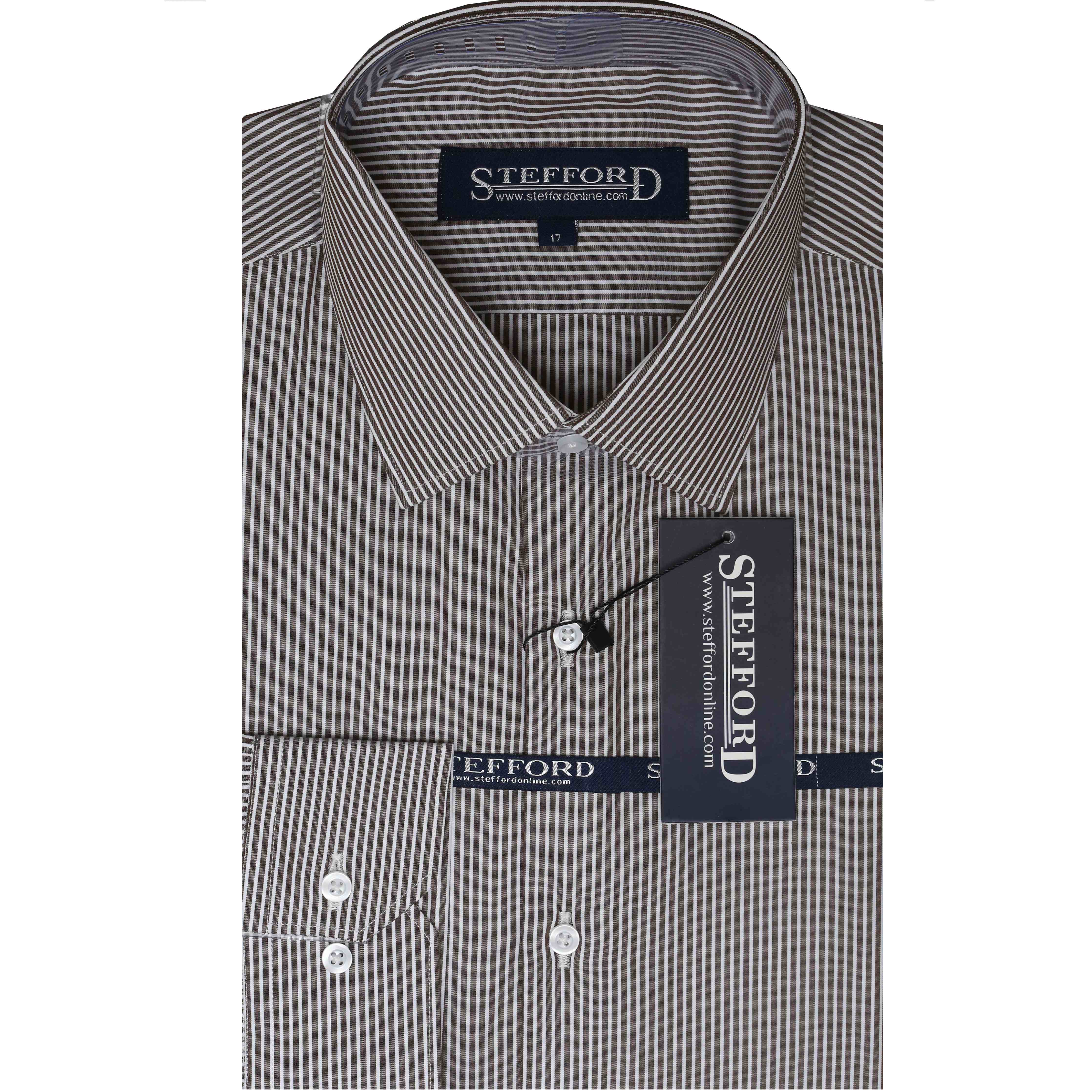 Brown Stripe Formal Dress Shirt For Men's – fabbywear.com