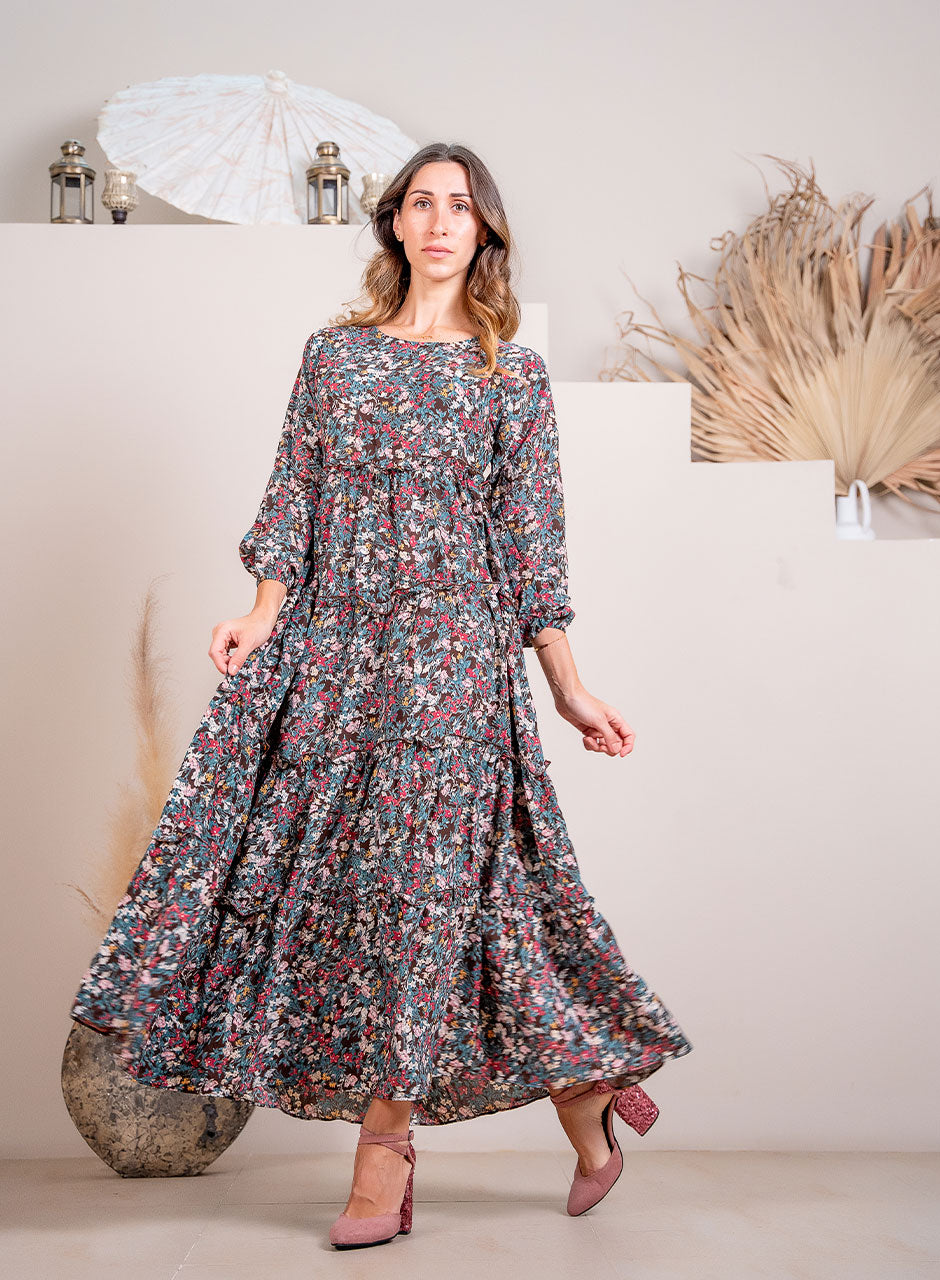 Blossom Bliss: Multicolor Floral Fiesta Maxi Dress