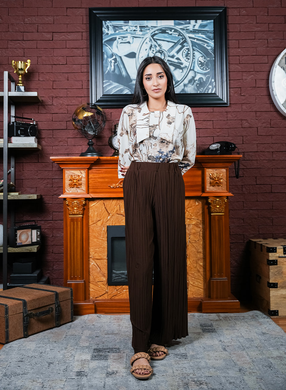 Brown Pleated Trousers