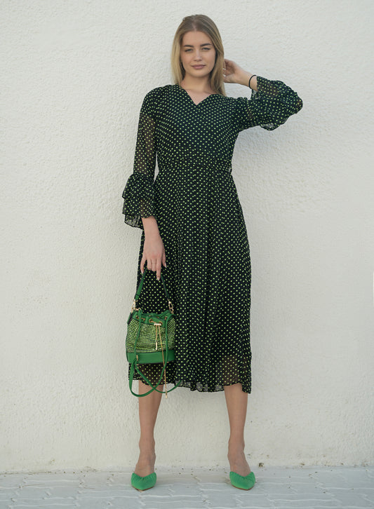 La Fleur - Polka Glam - Long Maxi with frilled sleeves