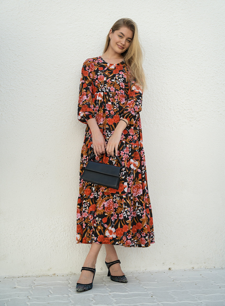 La Fleur - Midnight Floral Fantasy Long Maxi Dress