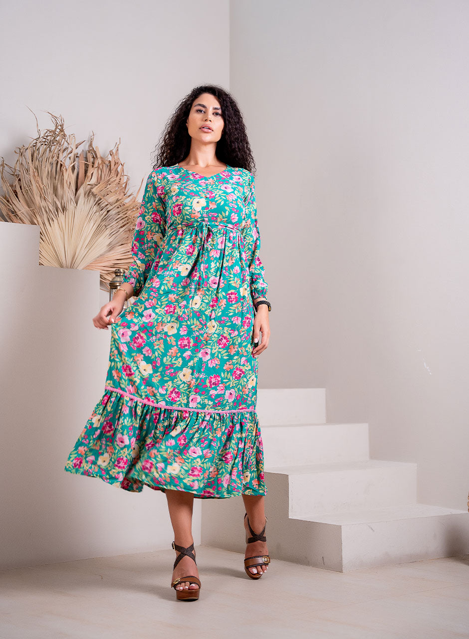 Fresh Flower Maxi: Sea Green Delight