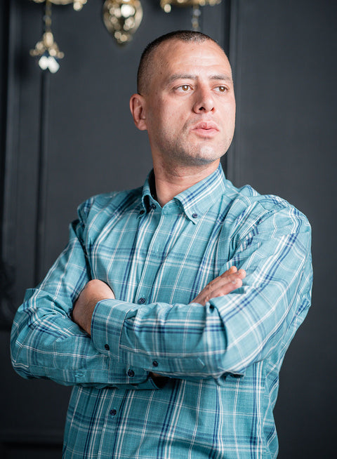 Sea-Green Shirt with Unique Lines Pattern