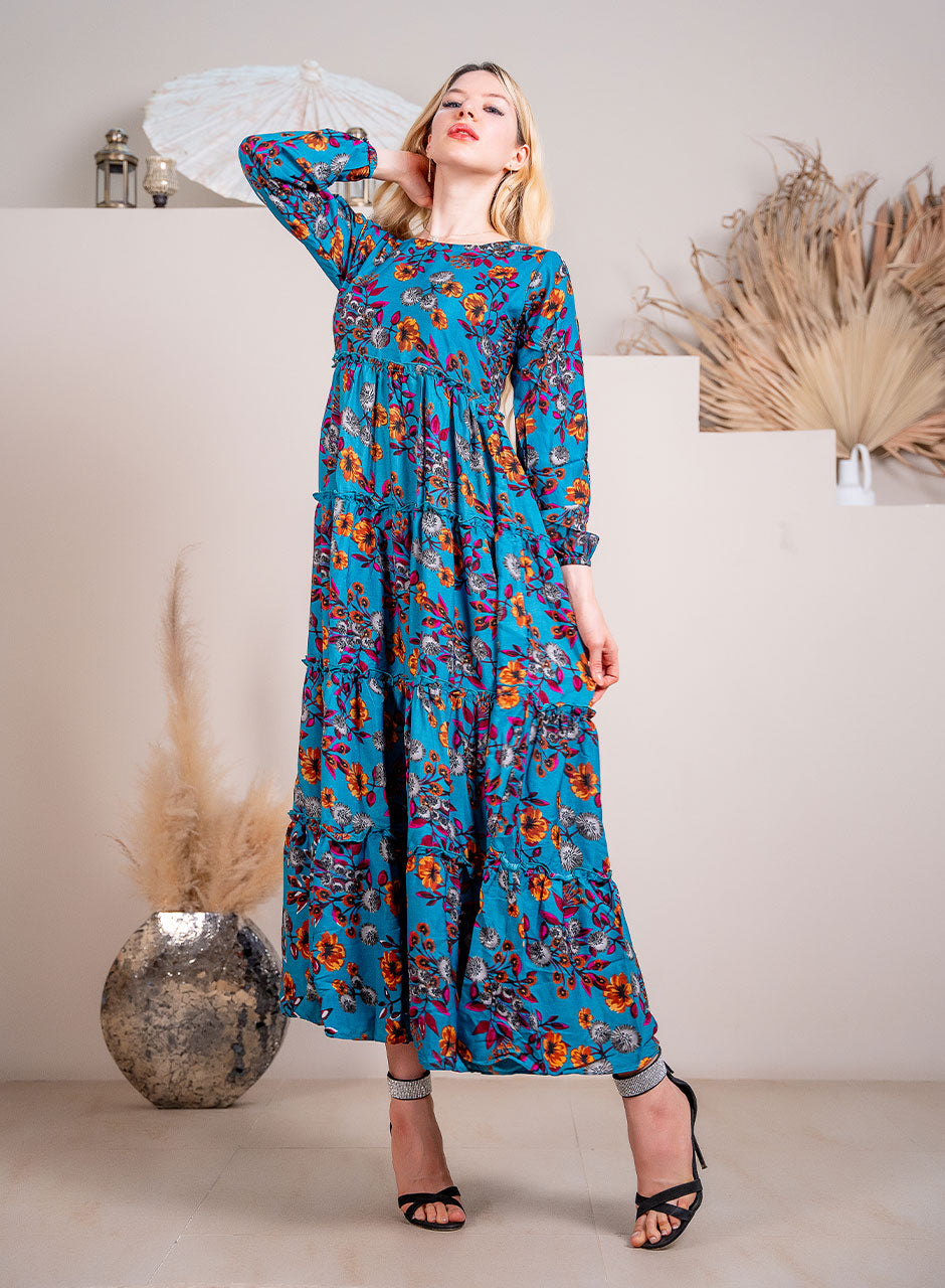 Beautifully Elegant Blue Floral Maxi