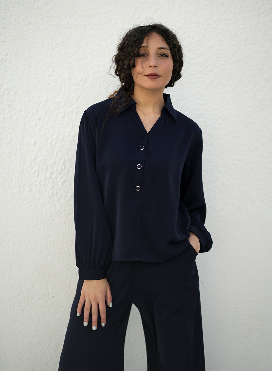 Raven - Dark Blue Collar Co-ord