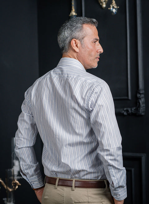 Men's White Shirt with Purple Accent