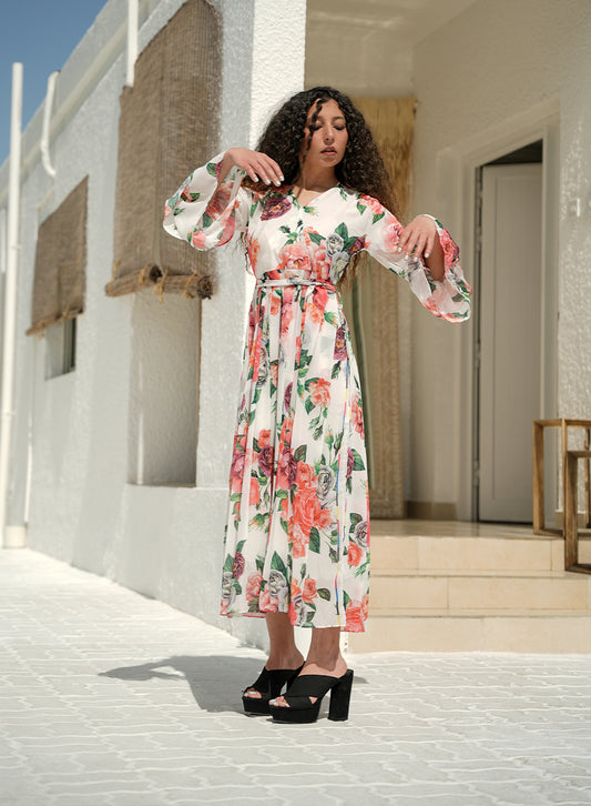 Ivory Blossom Long Maxi Dress