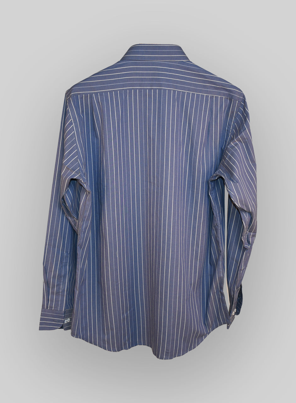 Blue Formal Shirt for Men with White Stripes: Timeless Elegance and Sophistication