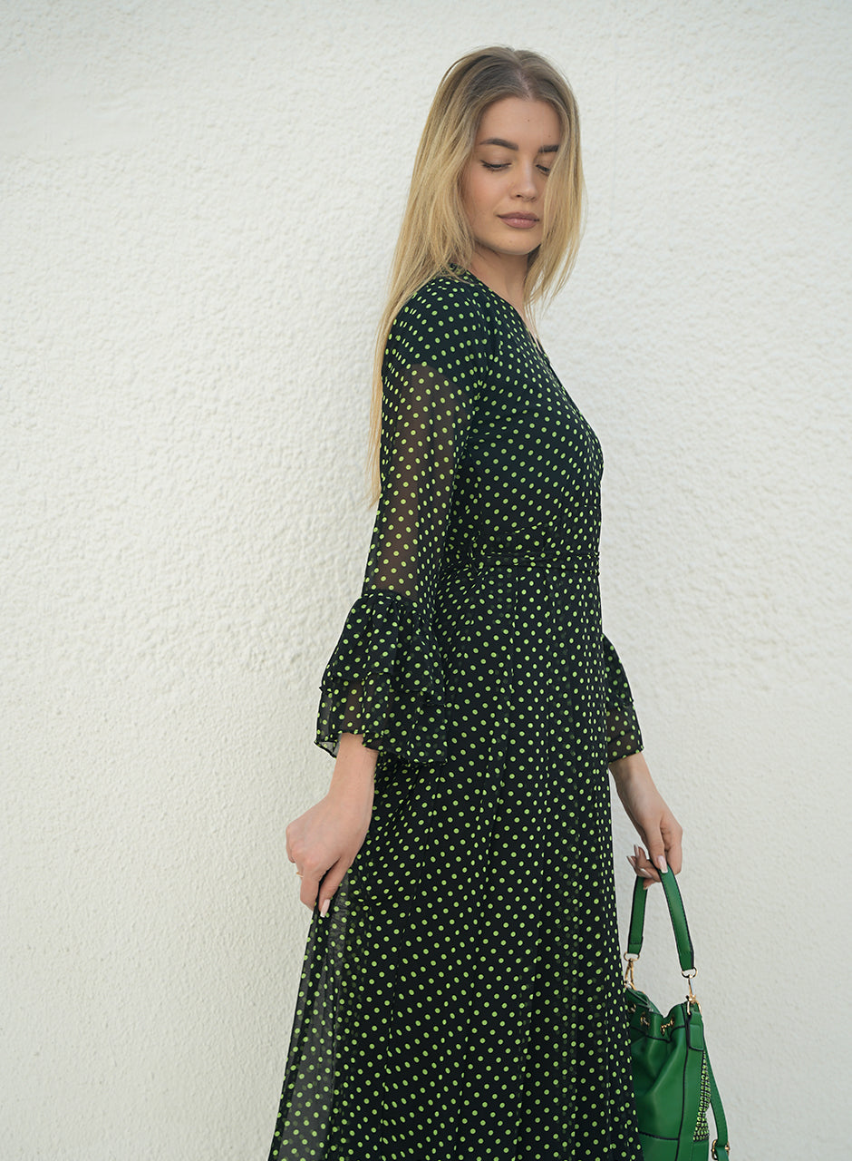 La Fleur - Polka Glam - Long Maxi with frilled sleeves