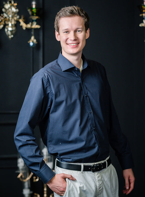 Men's Dark Blue Business Formal Shirt