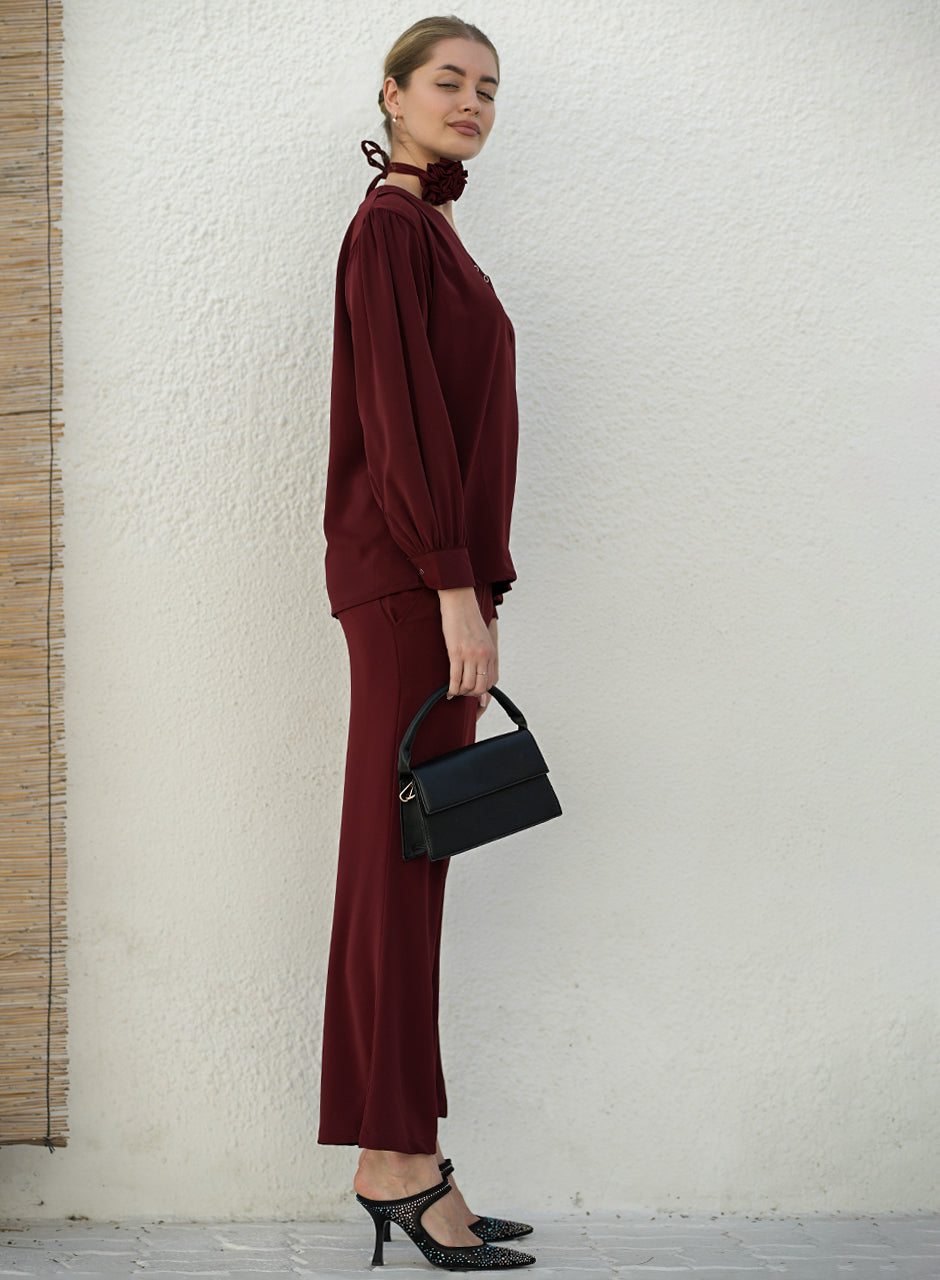 Scarlet - Red wine Collar Co-ord