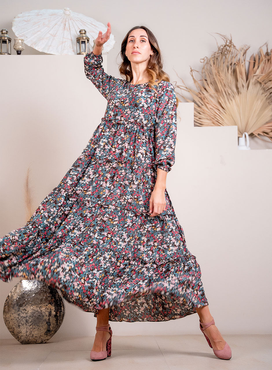 Blossom Bliss: Multicolor Floral Fiesta Maxi Dress