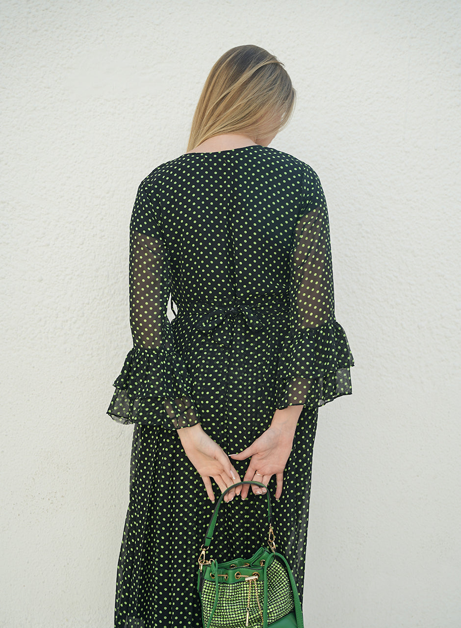 La Fleur - Polka Glam - Long Maxi with frilled sleeves