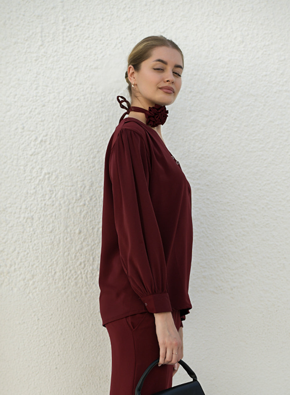 Scarlet - Red wine Collar Co-ord