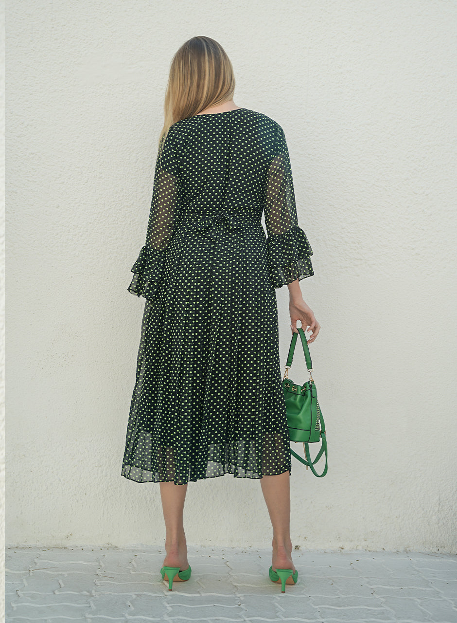 La Fleur - Polka Glam - Long Maxi with frilled sleeves