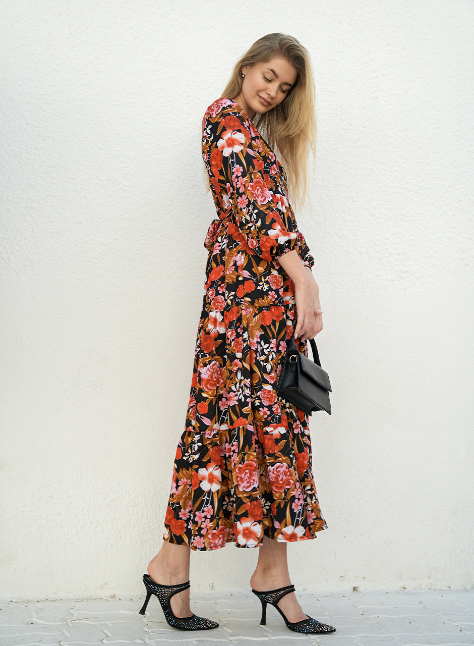 La Fleur - Midnight Floral Fantasy Long Maxi Dress