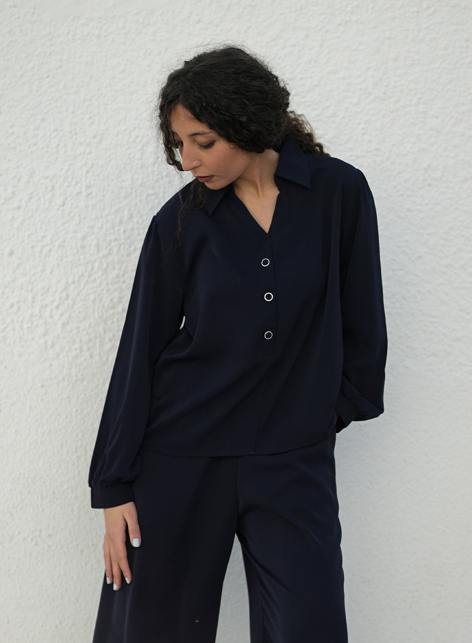 Raven - Dark Blue Collar Co-ord