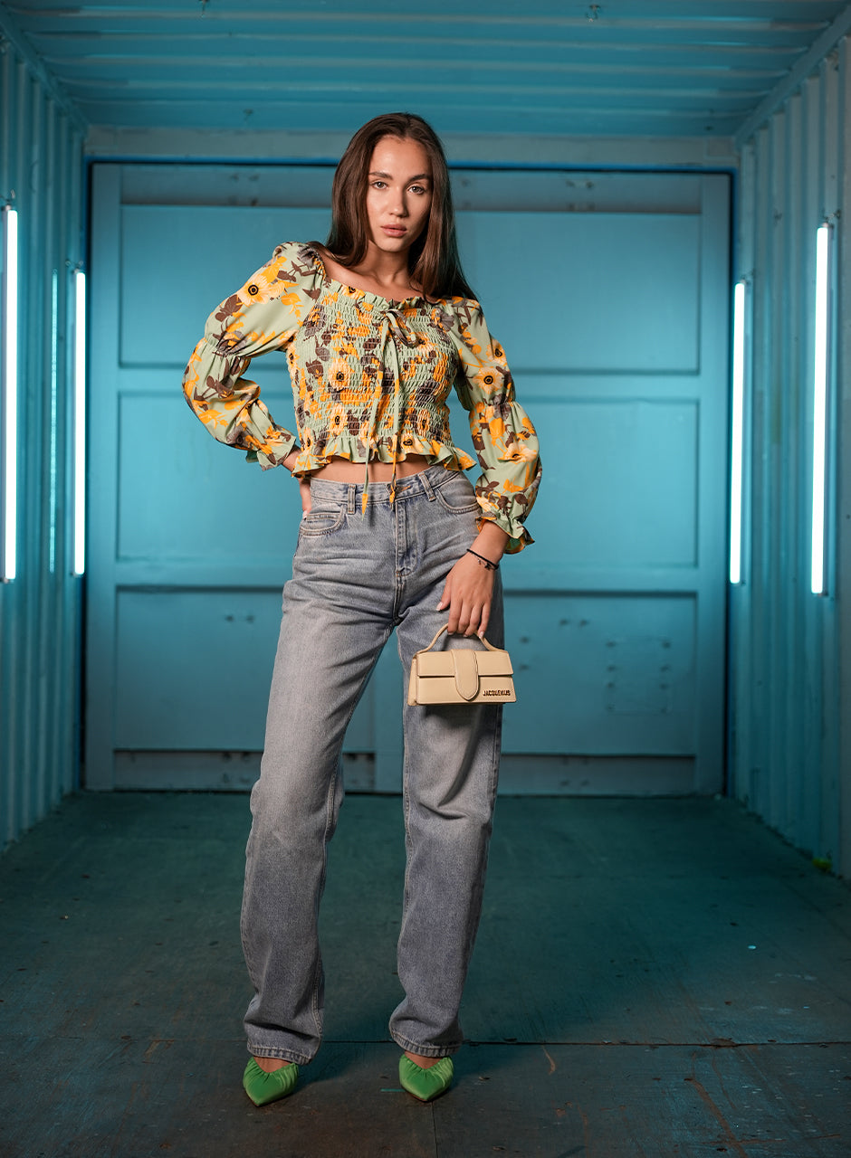 Petal Dance Green Floral Top