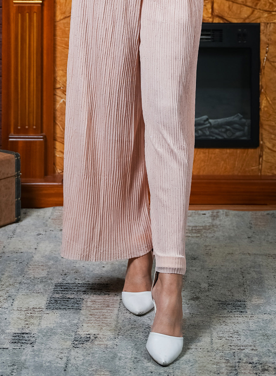 Light Pink Trousers with Gold Belt