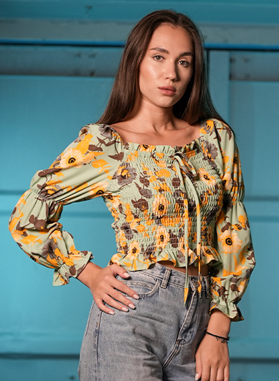 Petal Dance Green Floral Top