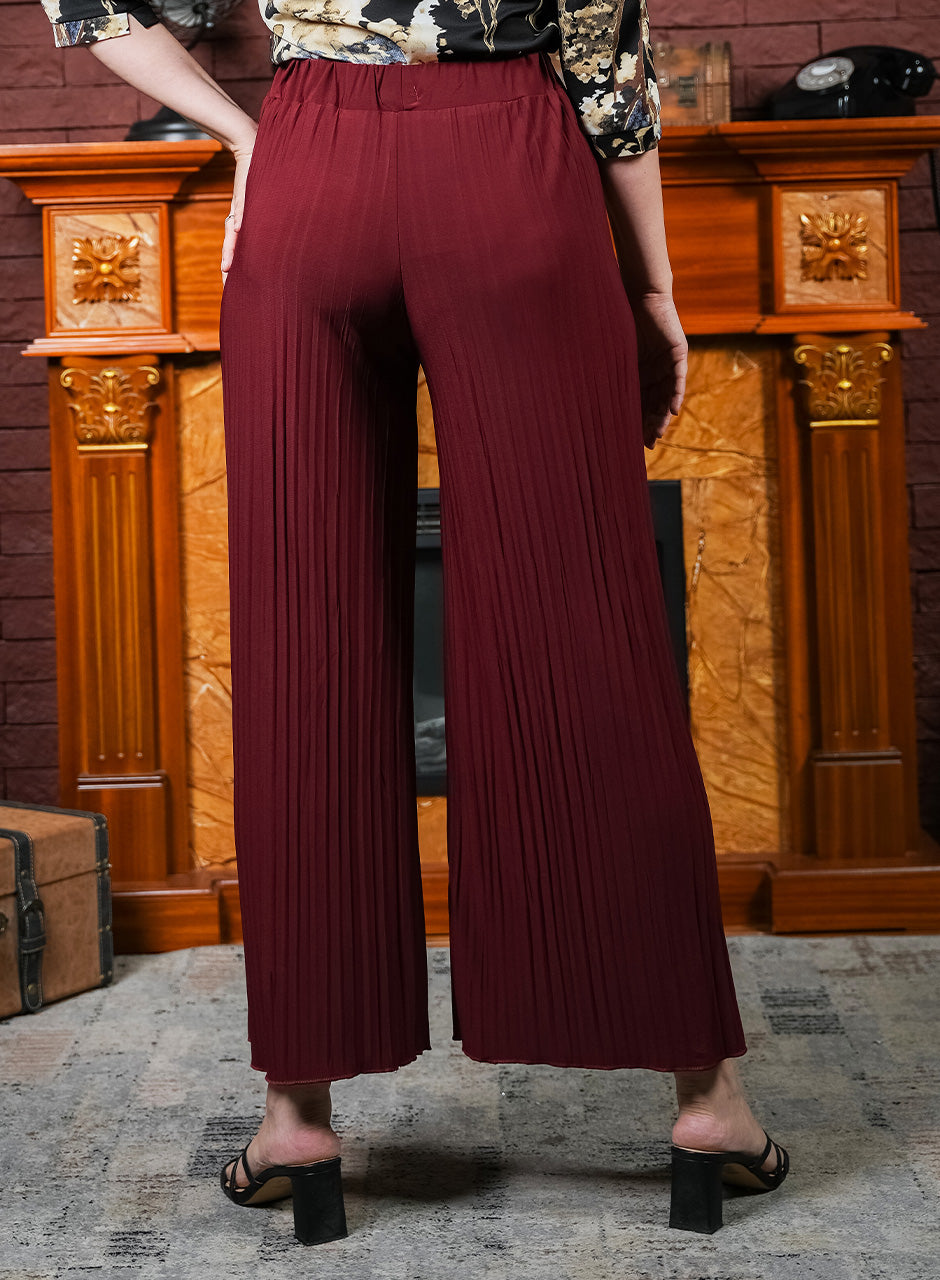 Maroon Pleated Trouser