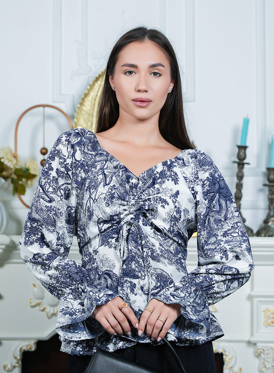 Blue Bells - Blue Floral Printed Top