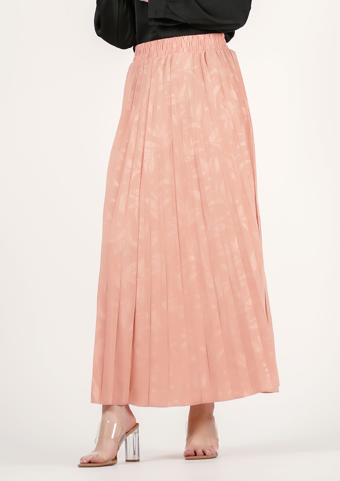 Blush Harmony: Pleated Peach Midi Skirt