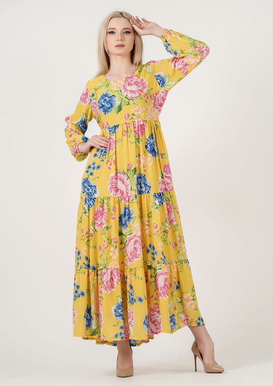 Sunshine Serenade Chiffon Maxi Dress