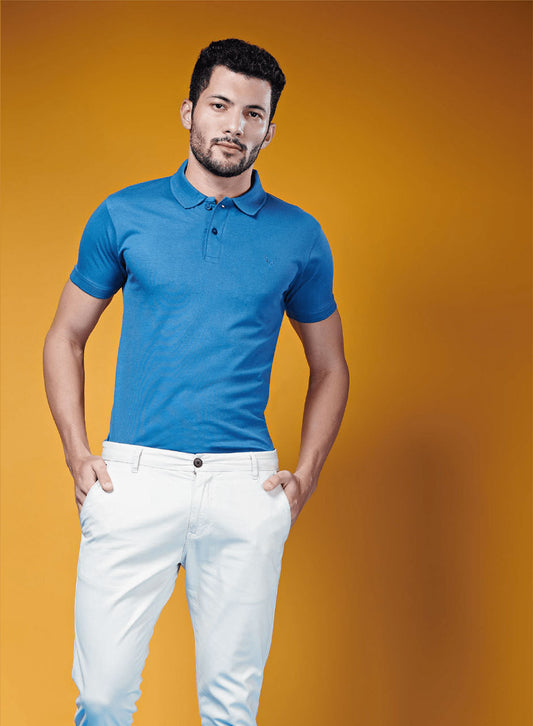 Skyline Elegance: The Air Blue Polo Masterpiece - BIO COTTON