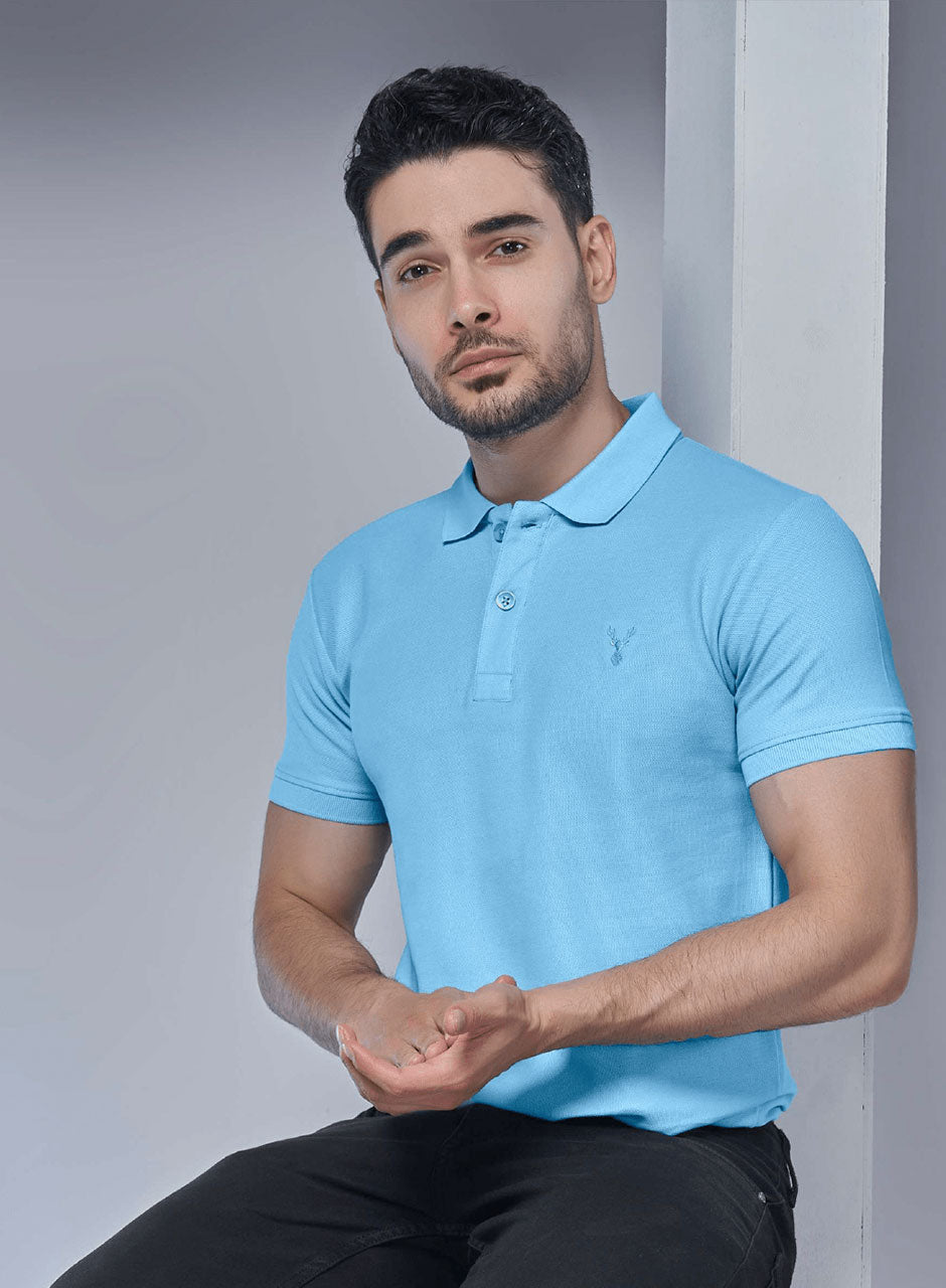 Blue Serenity: The Powder Blue Polo Essence - COTTON MATTY