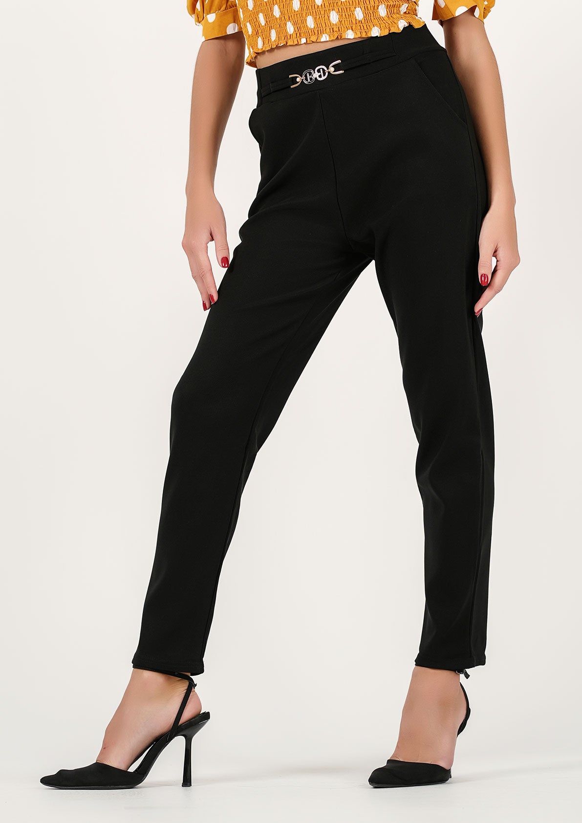 Midnight Charm: Sleek Black Ankle Pants