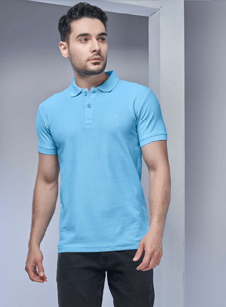 Blue Serenity: The Powder Blue Polo Essence - COTTON MATTY