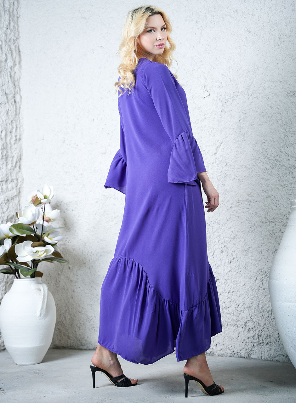 Graceful Purple Maxi Dress - Elegant Waves