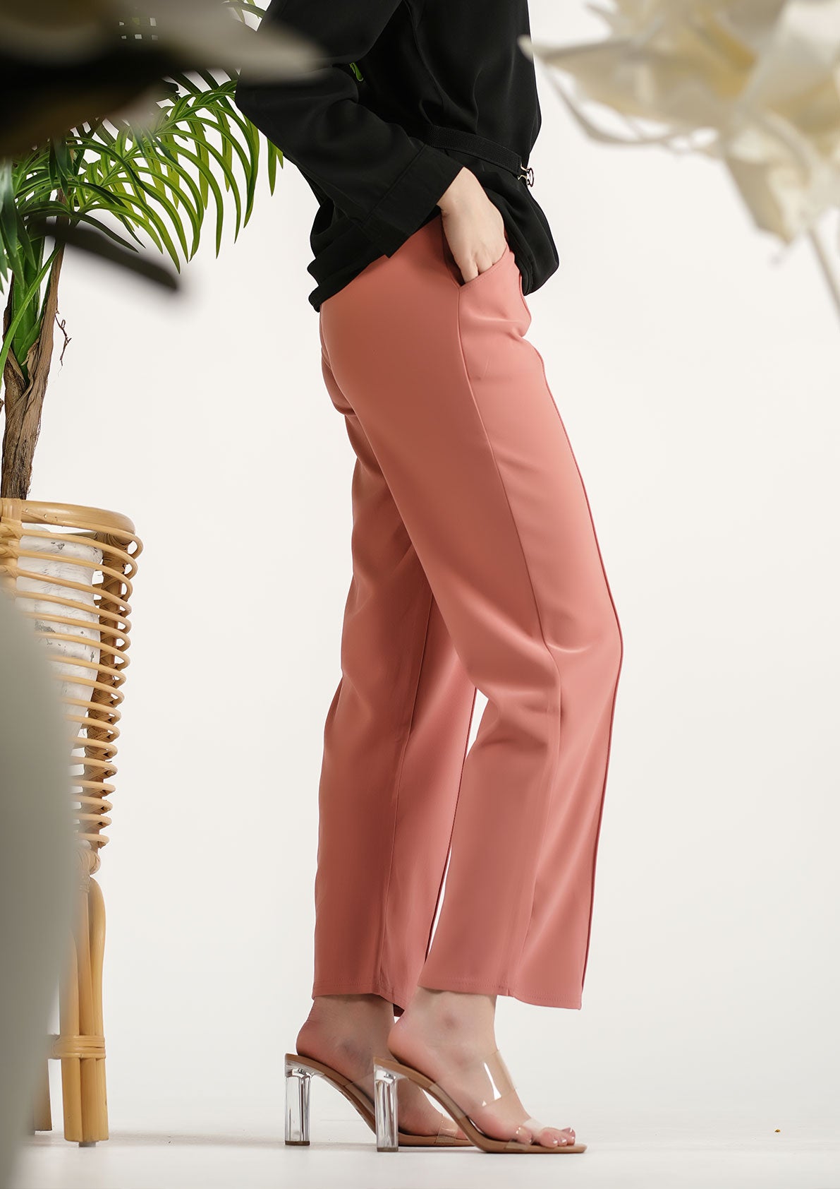 Pastel Perfection: Coral Cropped Trousers