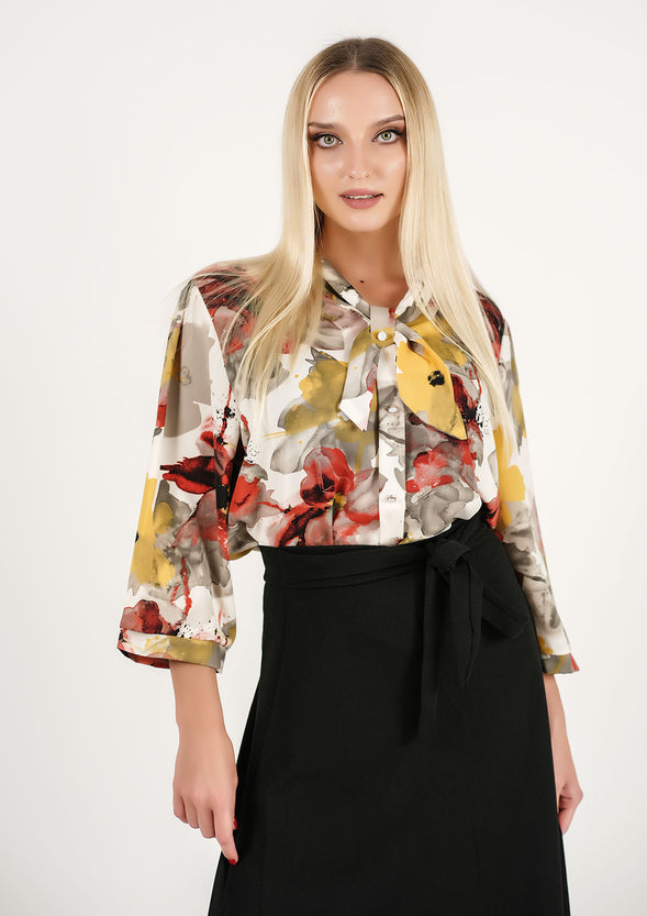 Harvest Bloom Ensemble: Watercolor Floral Top + Classic Twist: The Midnight Wrap Skirt