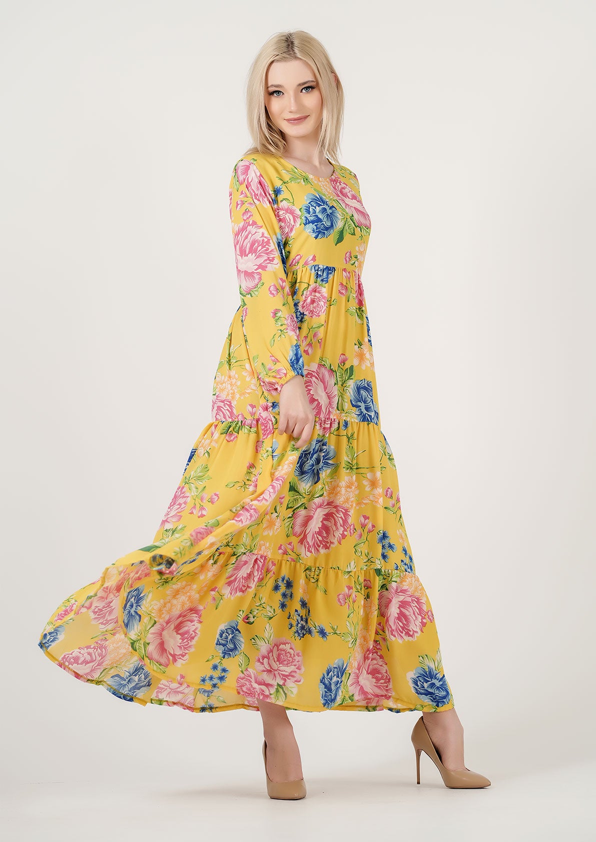 Sunshine Serenade Chiffon Maxi Dress