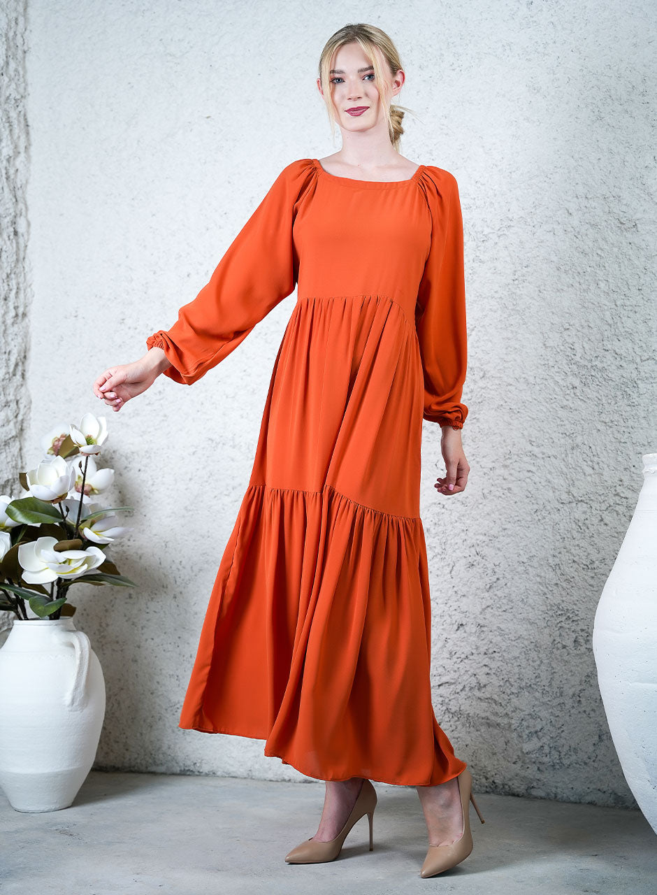 Classic Brown Comfortable Maxi Dress - Elegant Waves