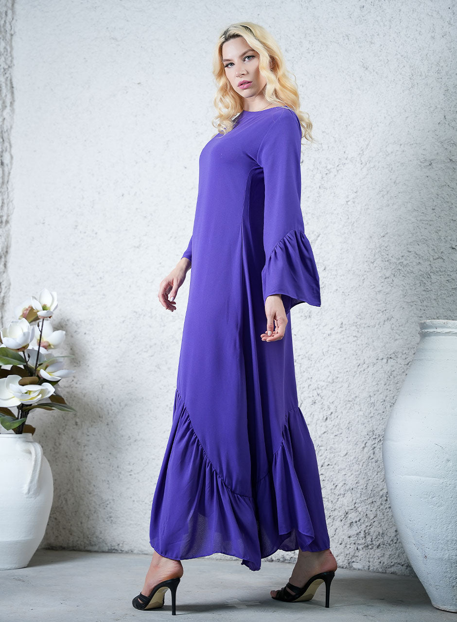 Graceful Purple Maxi Dress - Elegant Waves