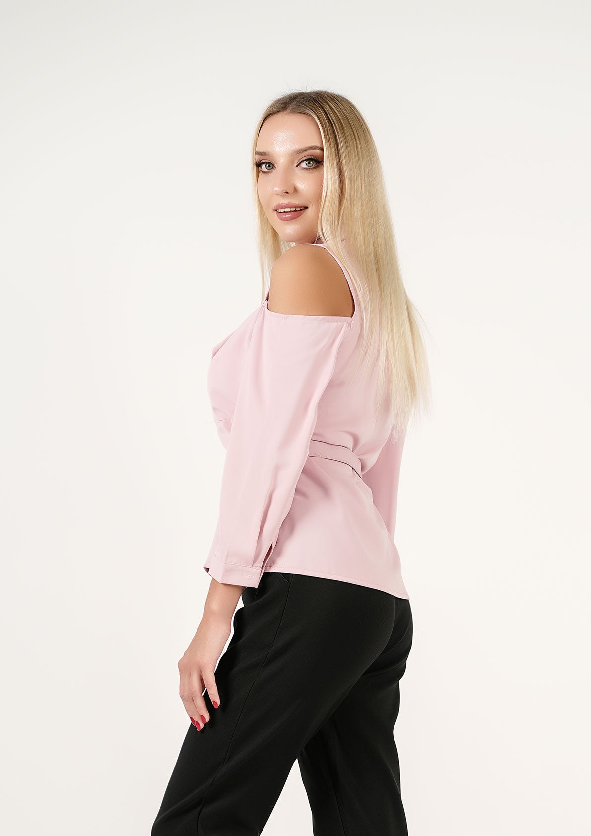 Blush Innovation: Cold-Shoulder Ruffle Shirt