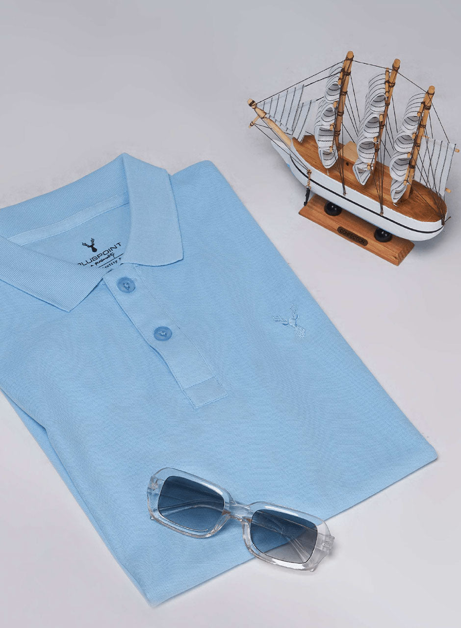 Blue Serenity: The Powder Blue Polo Essence - COTTON MATTY